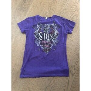 Women’s Styx Band Tour Shirt Rose Purple XL Grunge Country Rock Renegade 2014